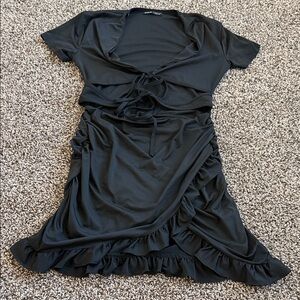 SHEIN Black Asymmetrical Wrap Dress